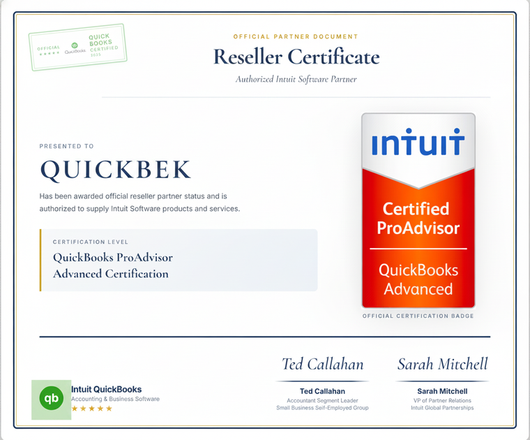 Quickbek Reseller Certificate